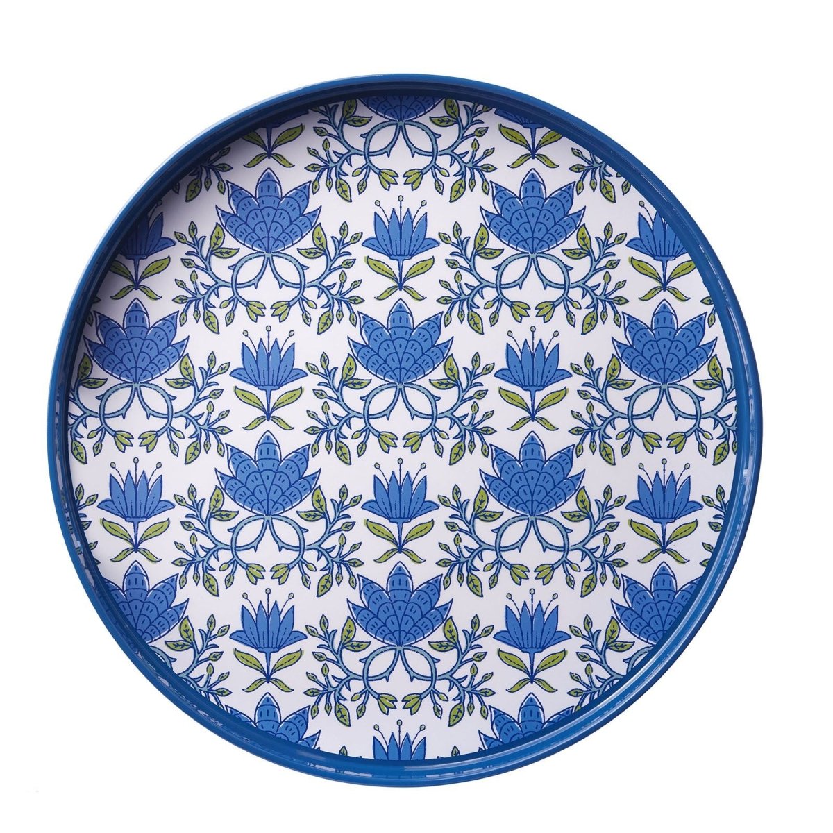 Tilly Blue Round Lacquer Serving Tray