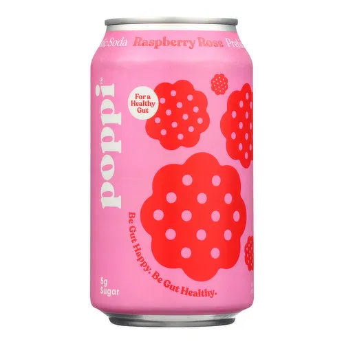 Poppi Prebiotic Soda, Raspberry Rose, 12oz