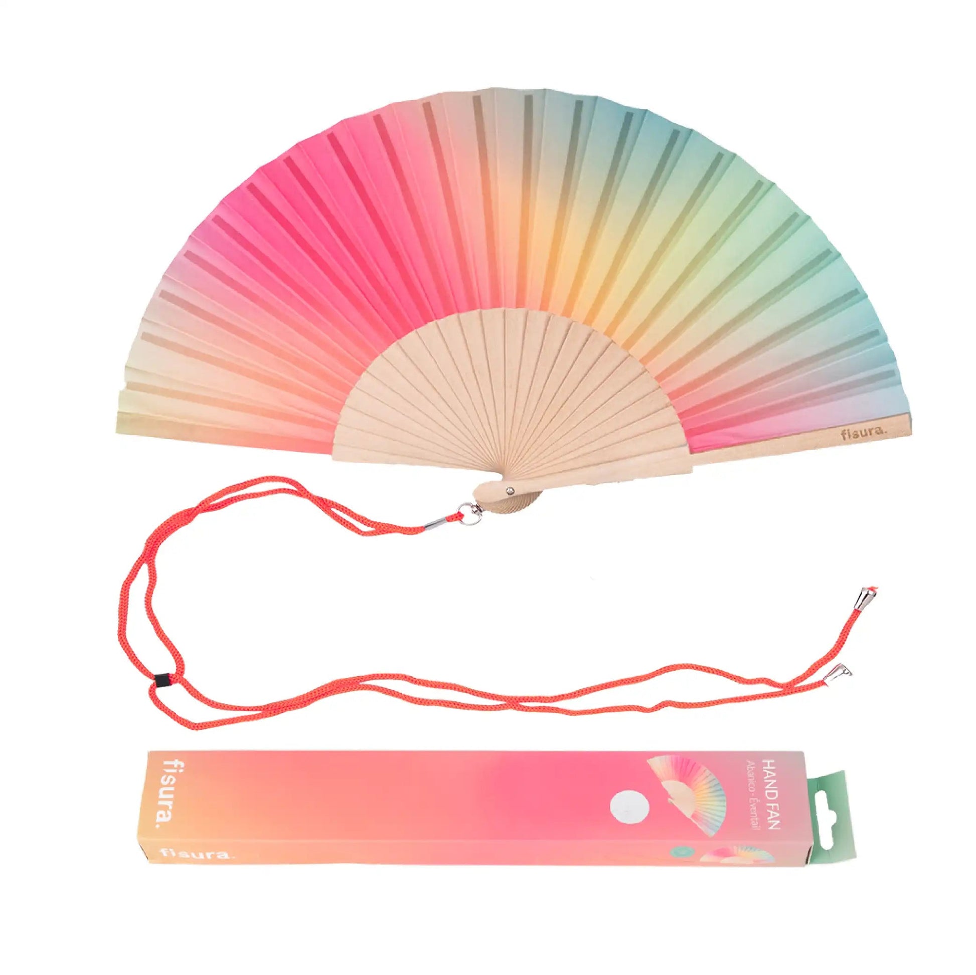 Hand Fan Pink and Green Gradient