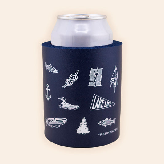 Lake Day Icons Thick Foam Koozie
