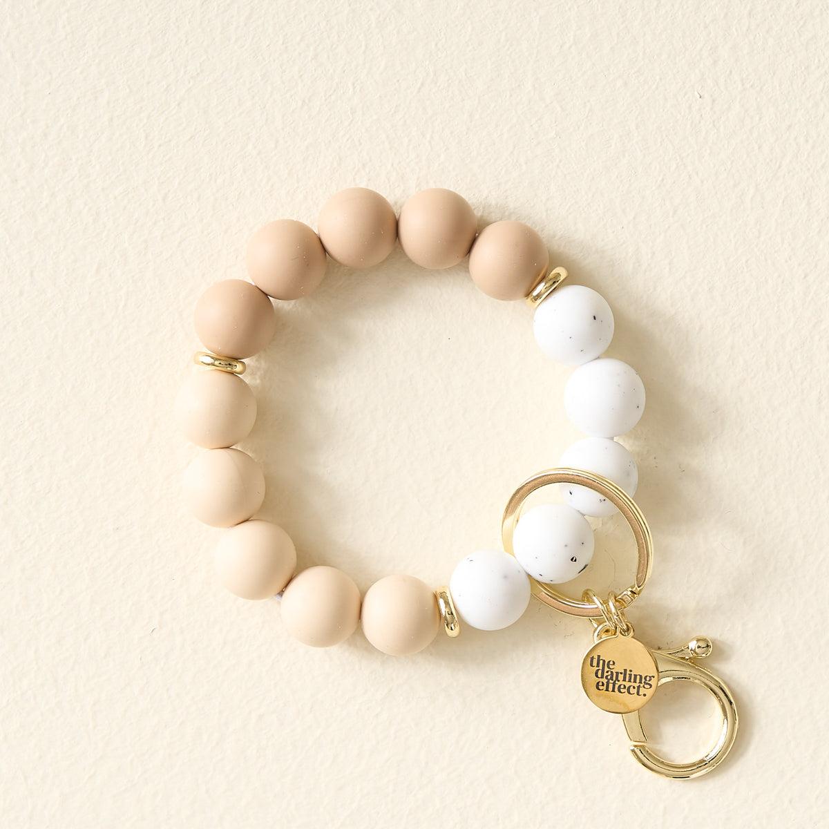 Hands-Free Keychain Wristlet in Oatmilk Latte by The Darling Effect