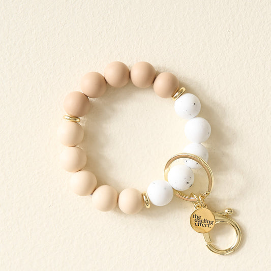 Hands-Free Keychain Wristlet in Oatmilk Latte by The Darling Effect