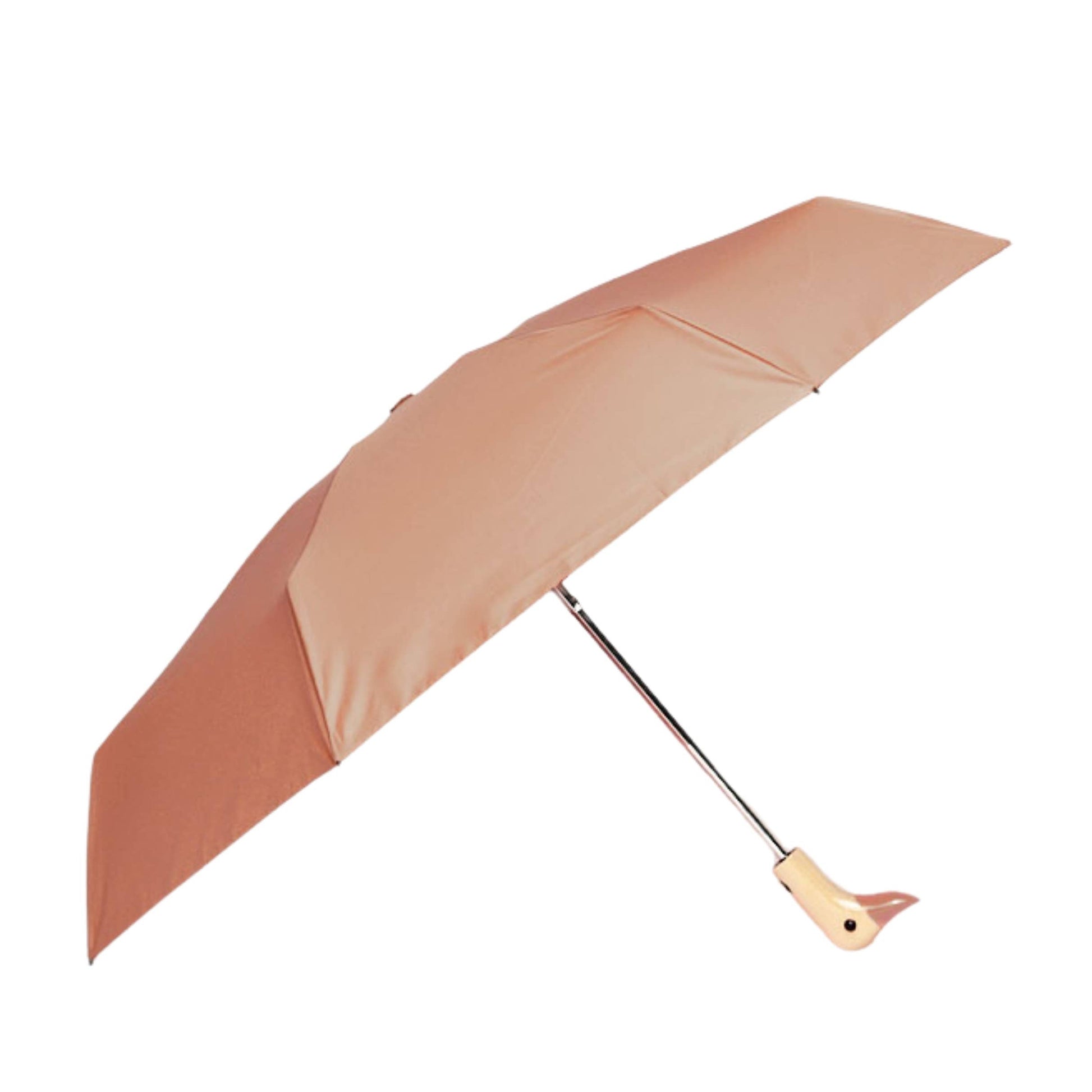 Mocha Mousse eco umbrella open, wooden duck head handle by Original Duckhead